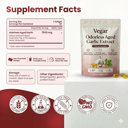 Aged Garlic Extract - 7500mg Odorless Softgels